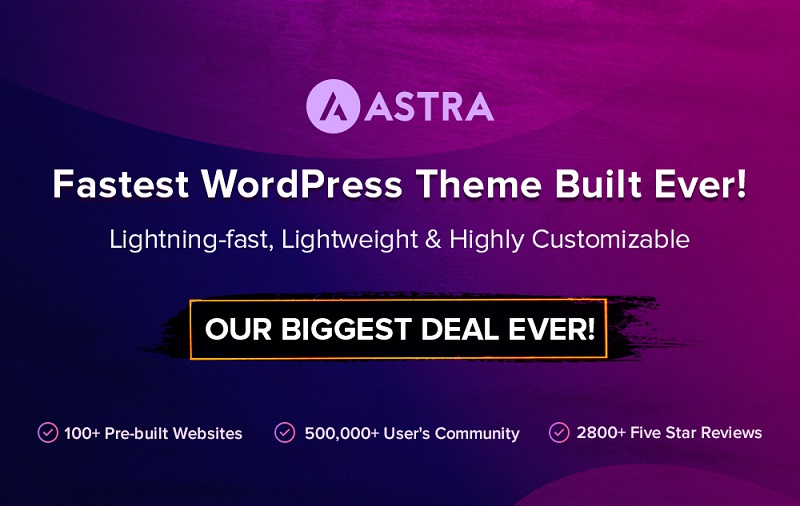 WP Astra Theme Black Friday 2020 - Get 40% Discount on All Plans